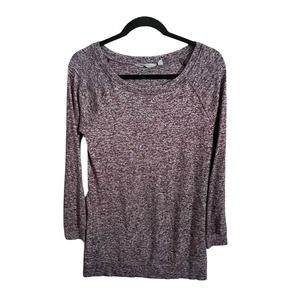 ATHLETA Womens Top LUXE POSE Tunic Marled Burgundy Knit Boat Neck Long Sleeve S